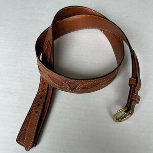 Classic Men’s Brown Leather Solid Brass Buckle Ranger Belt Style